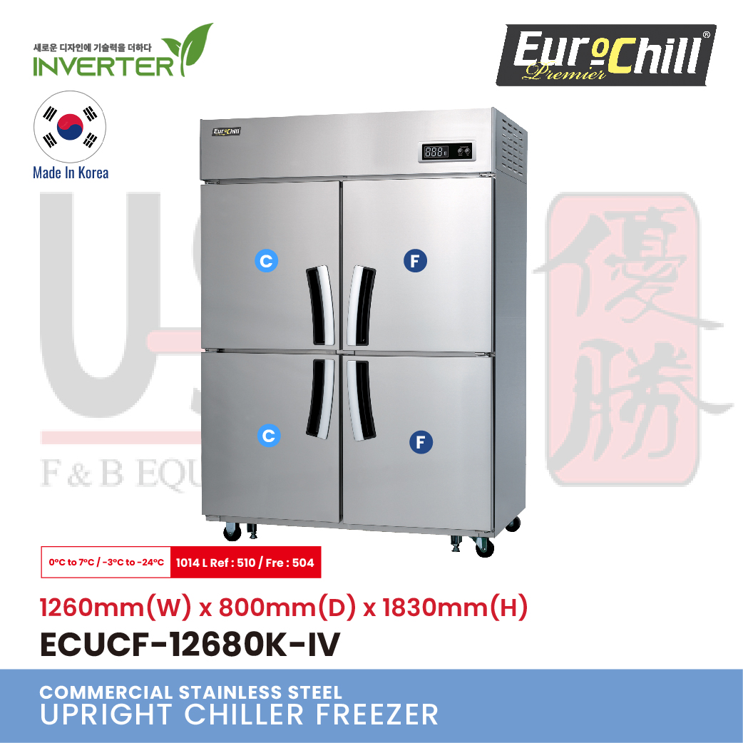 4 Doors Upright Counter Chiller Freezer ECUCF-12680K-IV